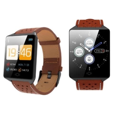 Leather Wearable Heart Monitor Fitness Watch