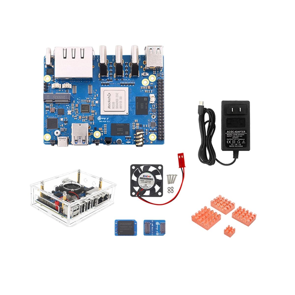 For Orange Peel 5 Plus 16GBRAM+256GB Emmc Module RK3588 Octa-Core Support 8K Video 2.5G WiFi6 Module Accessories US Plug