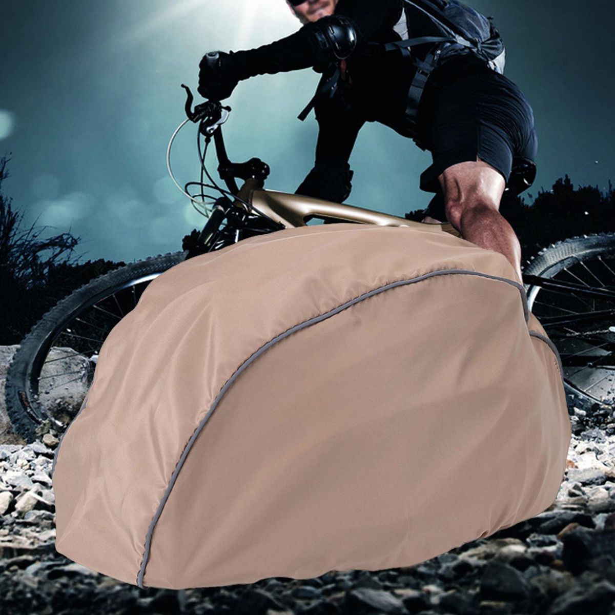 Waterproof Bike  Cover Reflective Strip Cycling  Khaki