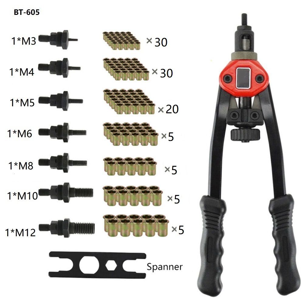M3M4M5M6M8M10M12 Rivet Gun Fully Automatic Riveter Threaded Rivets Drilling Rivet Machine Tool Hand-inserted Rivet Tool Set