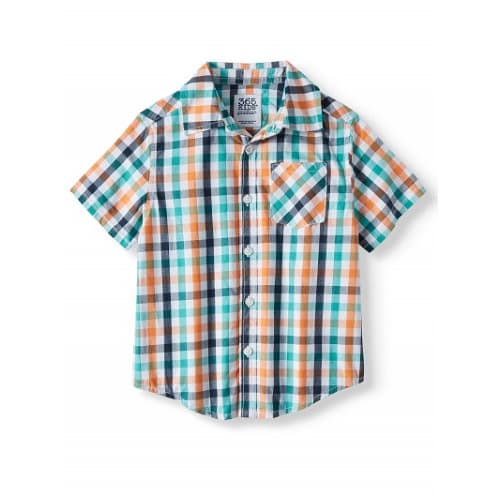 Short Sleeve Plaid Button Down Shirt For Boys