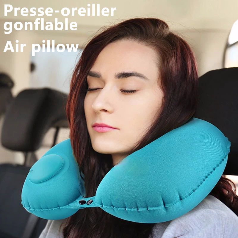 Air Inflatable Pillow U Shape Compress Ring Neck Cushion