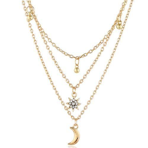 Bohemian Jewelry Moon Star Multi Layer Beaded Pendant