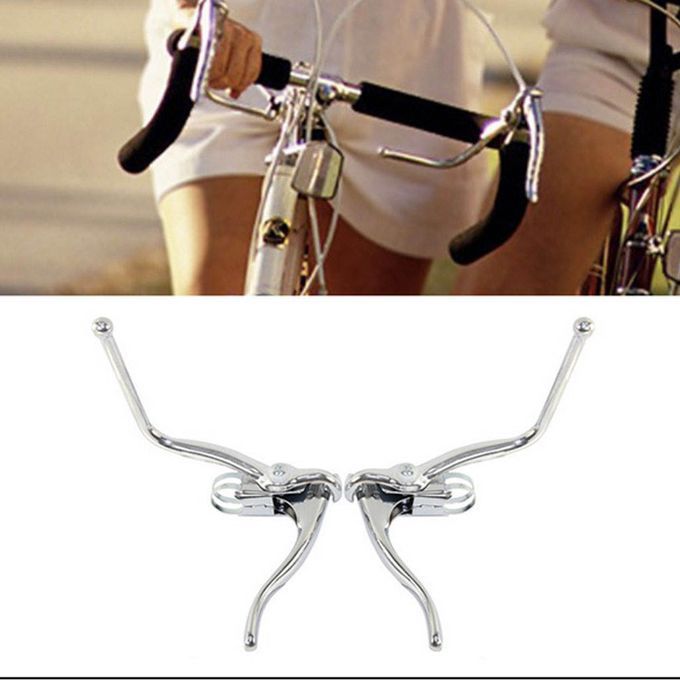Aluminium Alloy Bicycle Safety Dual Drop Bars Brake Levers Road Bike