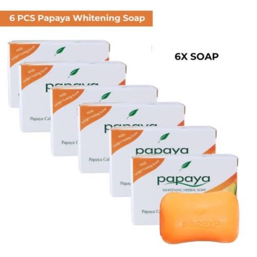 6x Papaya Whitening Herbal Soap For Radiant And Even Skin- 125g - 6 Pcs