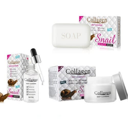 3 IN 1 Collagen Deep Cleansing Snail Face Serum + Snail Beauty Soap + Body Cream