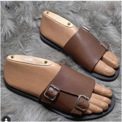 Male Buckled Slippers - Dark Brown