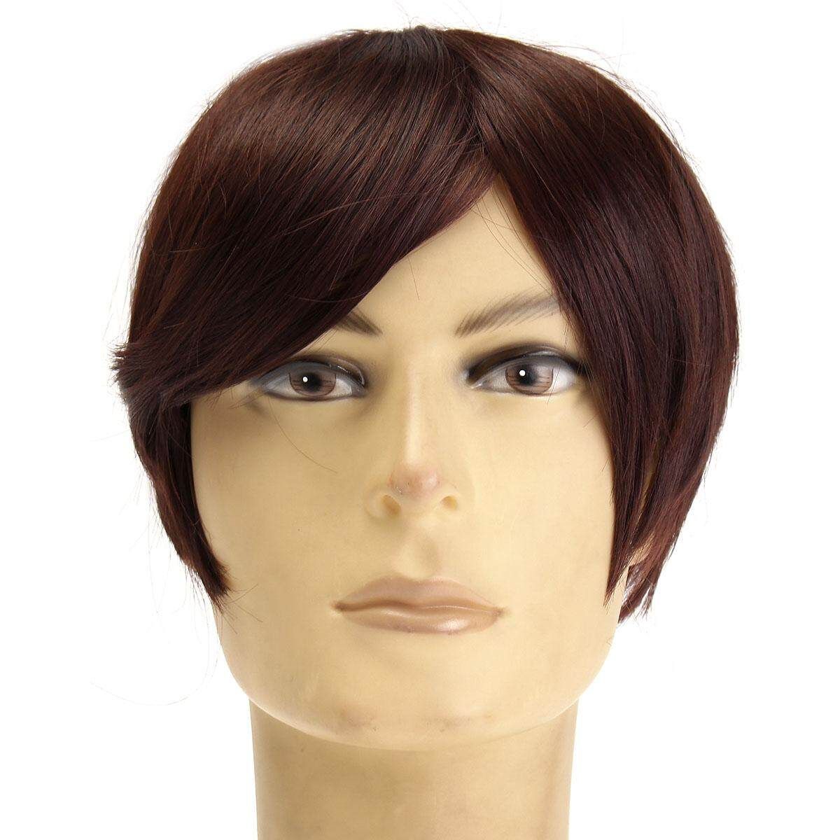 Fashion Men Handsome Short Hair Korean Boys Male Wig Full Wig Cosplay Party Dark Brown Dark Brown