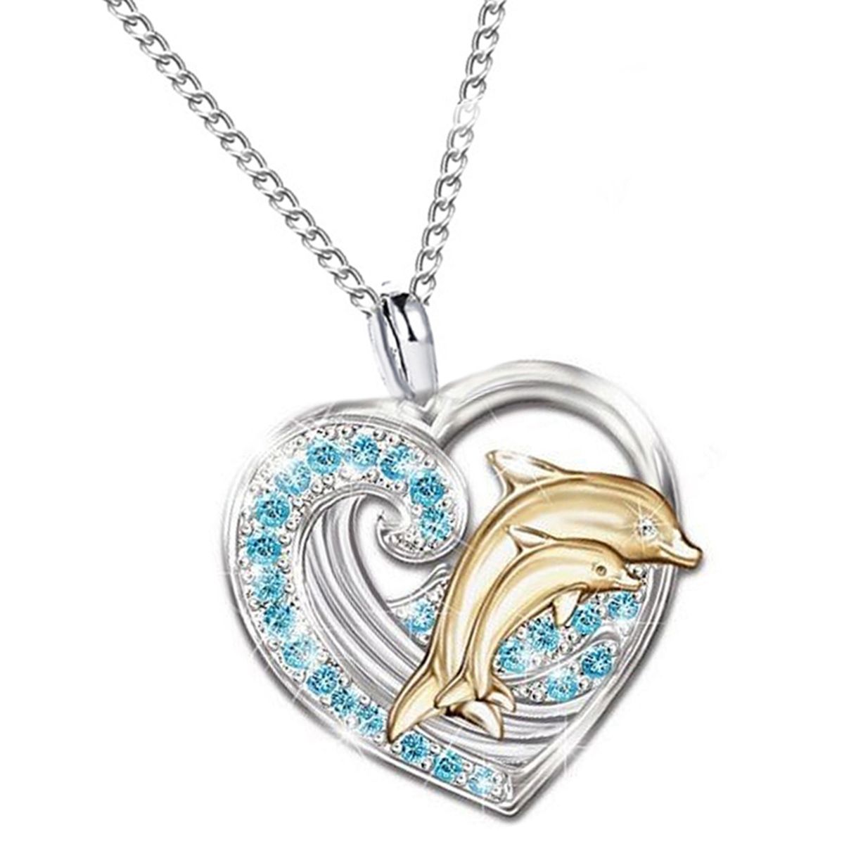 Heart Necklace Stitching Color Heart Shape Attractive Ladies Chic Heart Pattern Necklace For Gift