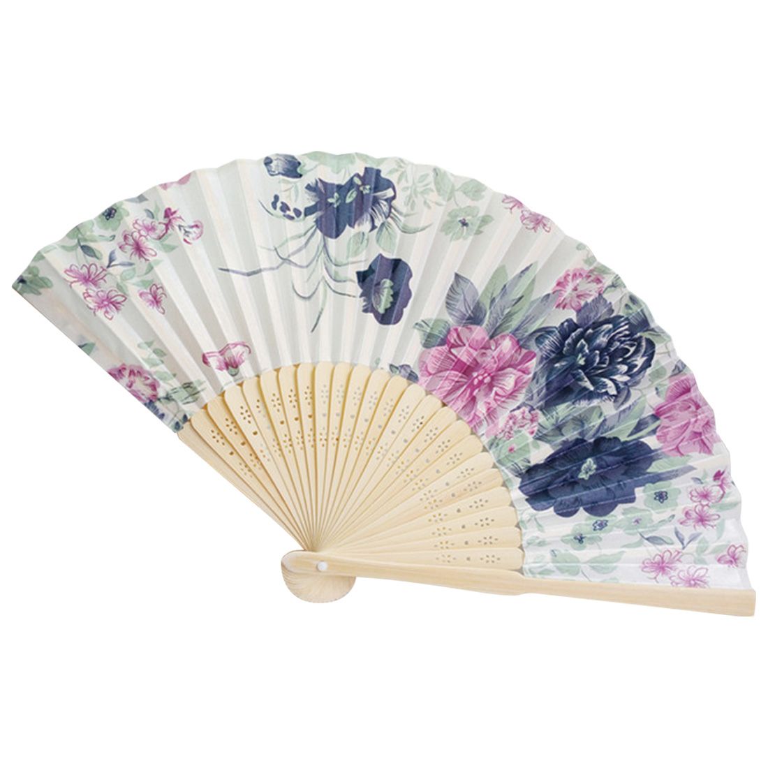 Wedding Pocket Folding Chinese Vintage Held Bamboo Gifts Party Hand Fan 1pc Dance Coloful Flower Summer