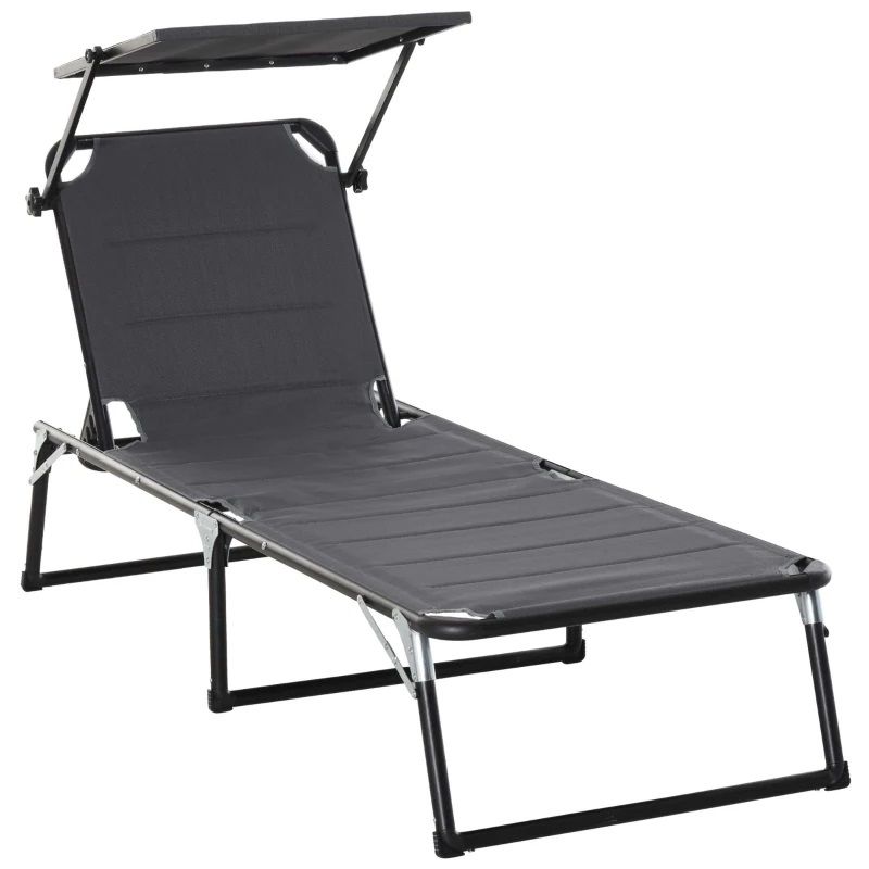 Sun Lounger, Foldable, Comfortable Backrest, Multi-position
