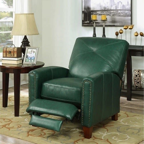 Matias Top Grain Leather Pushback Recliner Top Grain Leather - Emerald Green