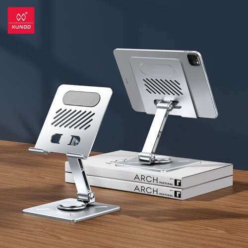 Desktop Tablet Holder Foldable Rotating Desktop Stand - Silver