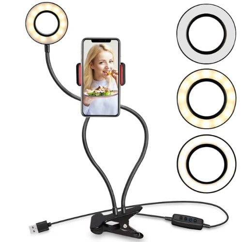 Selfie Portable Phone Holder With Ring Lights
