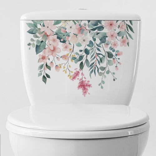 Plant Leaves Flowers Toilet Seat Lid Sticker