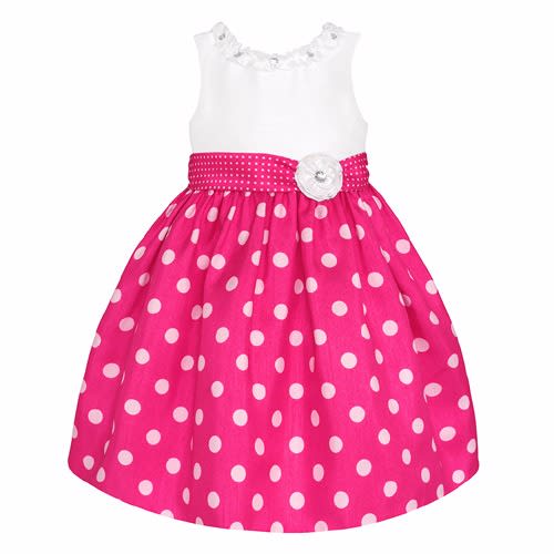 Girls' Polka Dot Shantung Dress