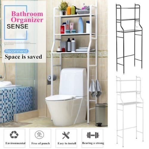 3-tier Iron Toilet Towel Storage Rack Holder Over Bathroom Shelf Organizer