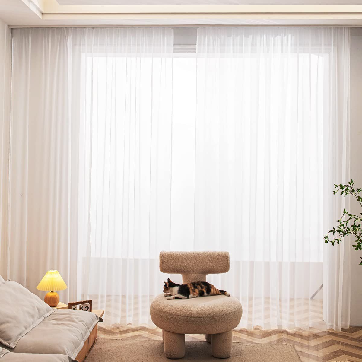 ORGBLUO Semi Window White Sheer Curtains 84 Inches Long 2