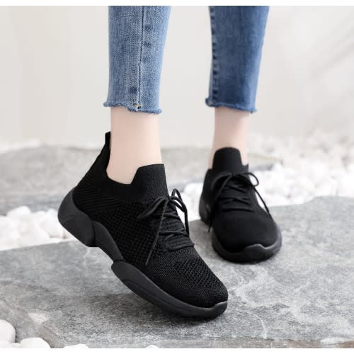 Female Tennis Socks Sneakers - Black