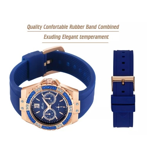 Women's Chronograph Rose Gold And Silicon Strap  Watch