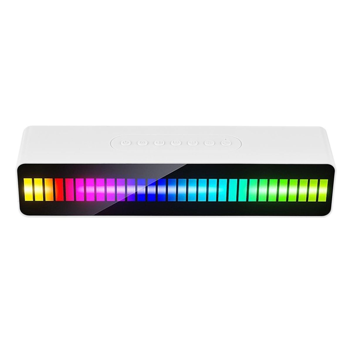 LED Beads Rhythm Light BT Speaker with Dual Horns Colorful Sound-sensitive Music Atmosphere Light Sound Box with FM Radio Voice-Activated Ambient Light RGB Colorful Tube Lamp Light Box Rechargeable Pickup Rhythmic Lamp Audio Spectrum Light for Desktop Roo