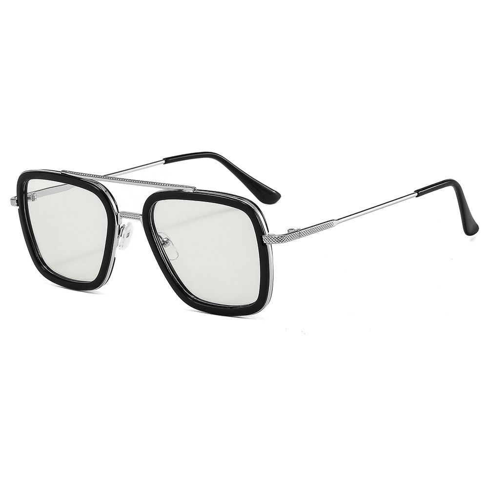 (black Silver)Photochromic Anti Blue Light Glasses Men Women Optical Eyeglasses