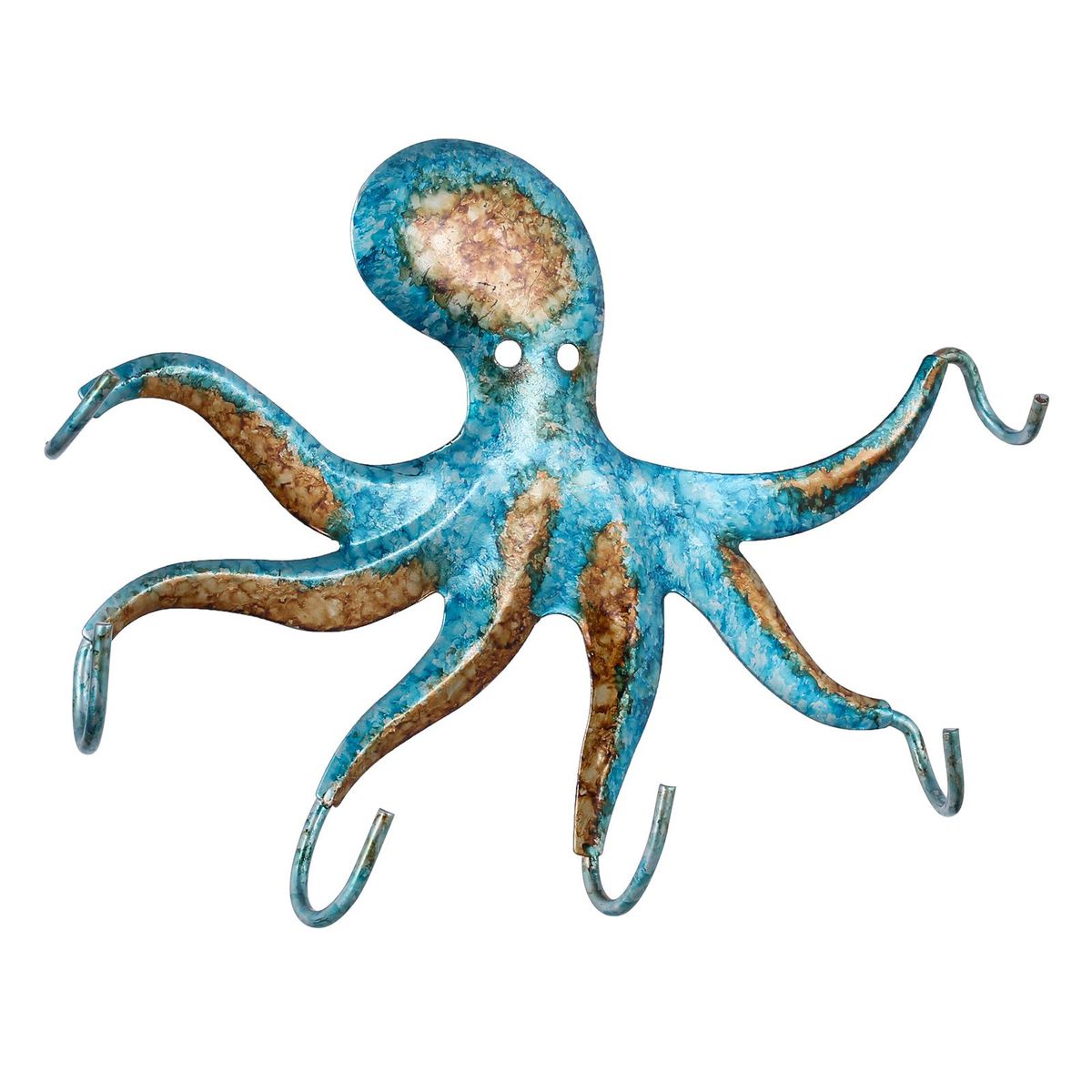 Tomfeel Octopus Wall Hook Iron Animal Hanger Handicrafts 6 Hooks for Coats Bags Accessories Hanger Wall Decoration Blue