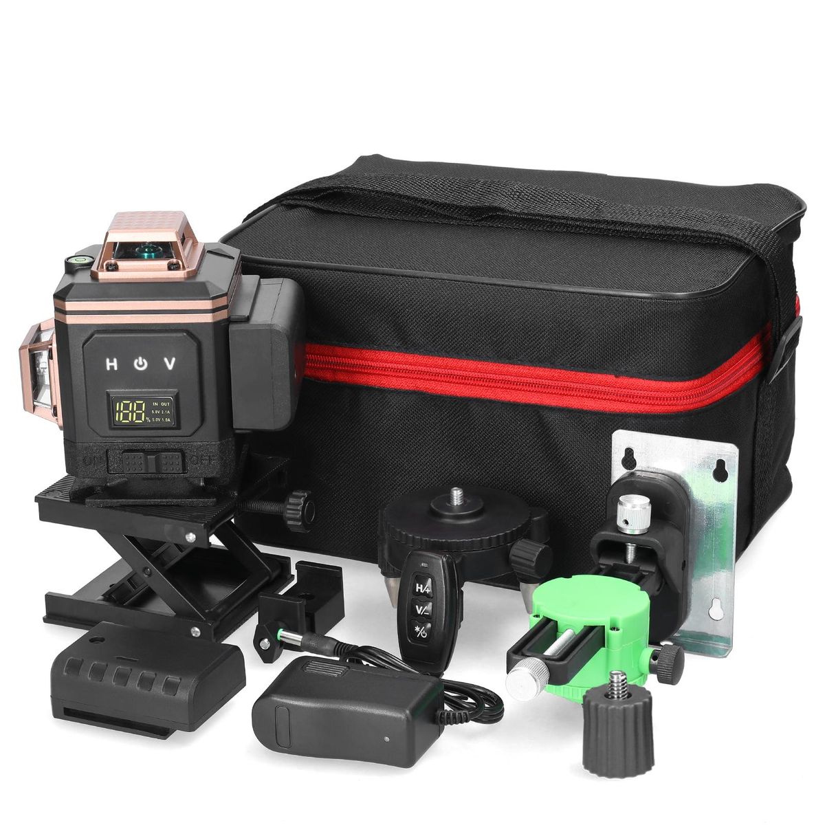 Multifunctional 16 Lines Laser Level 4&deg; Self-leveling Machine Rechargeable Lithium Battery Leveling Tool Omnidirectional Ground Wall Sticker IP54 Waterproof Home Improvement Tools Set