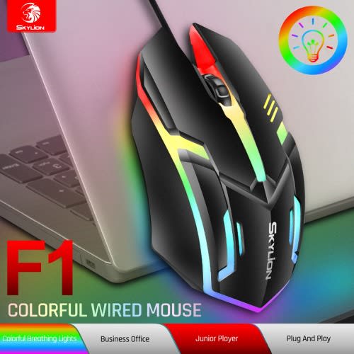 Skylion F1 Wired 3 Keys  Colorful Lighting Gaming Mouse