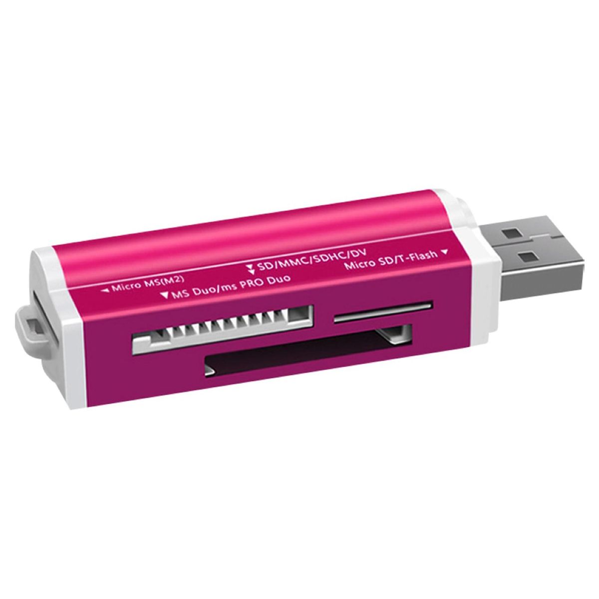 4 in 1 Mini Portable USB TF/Micro-SD/MS/M2 Card Reader-Red