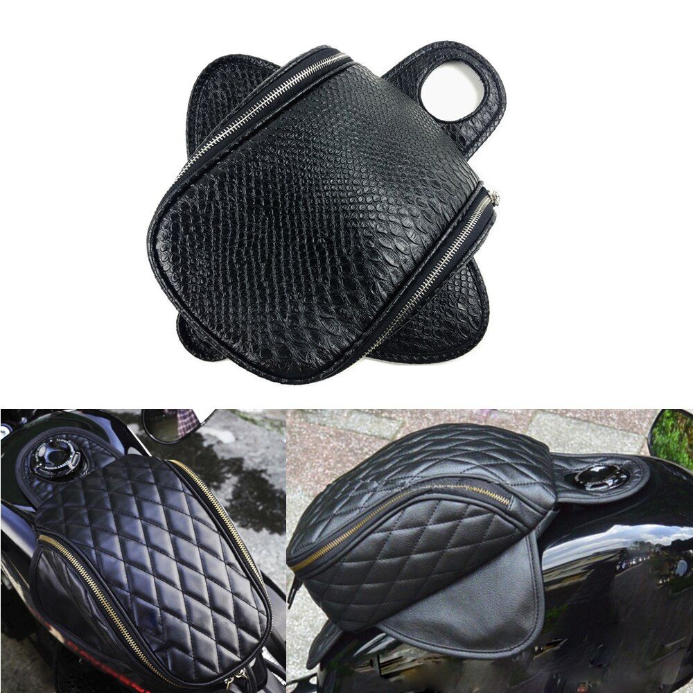 Motorcycle Waterproof Magnetic Crocodile Oil PU Le  A