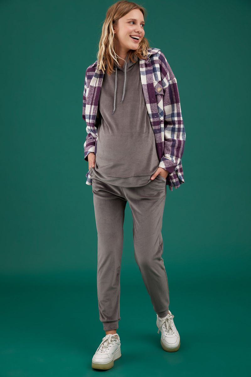 Woman - Jogger Fit Knitted Maternity Bottoms - Grey