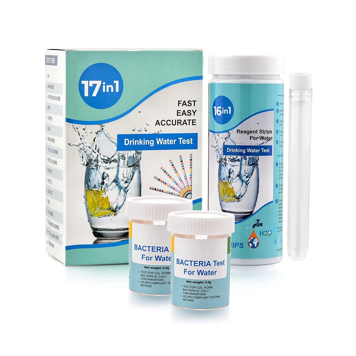 17-in-1 Complete Water Test Kit ,100 Strips + 2 Water