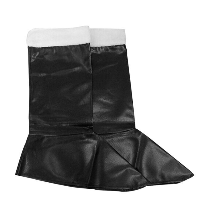 Cute Father Christmas Santa Xmas Black Boots Covers Furry Costume