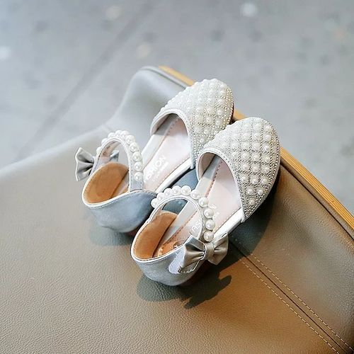 Big Girl Glitter Pearls Birthday Party Shoe - Silver