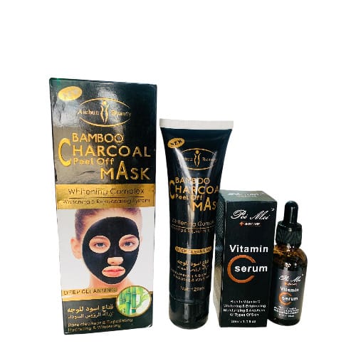 Bamboo Charcoal Peel Off Mask - 120ml And Pei Mai Vitamin C Serum - 30ml