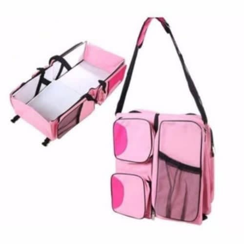 3 In 1 Diaper Bag - Travel Bed And Change Station - Pink