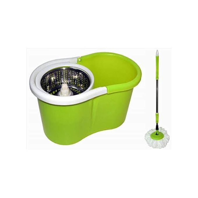 360 Degrees Rotating Magic Spin Mop- 2 Mop Head And Bucket