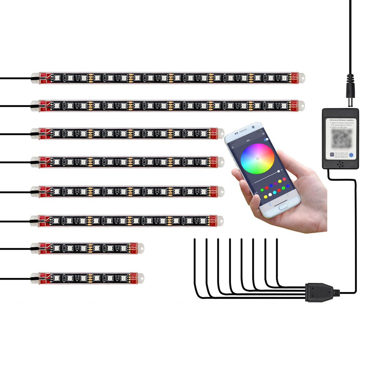 8PCS Motorcycle LED Light Kits Colorful Motorcycle LED