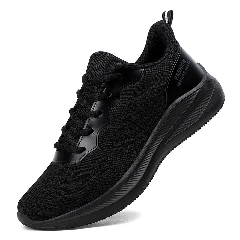 Ladies Lace-up Casual Sports Lightweight Running Shoes-Black
