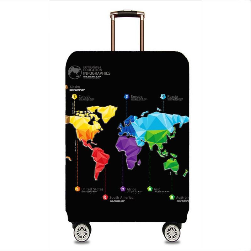 Elastic suitcase cover trolley case dust cover bag protective cover map pattern 24/28 inch/30 inch one piece dropshipping Map M (22-24 inches)