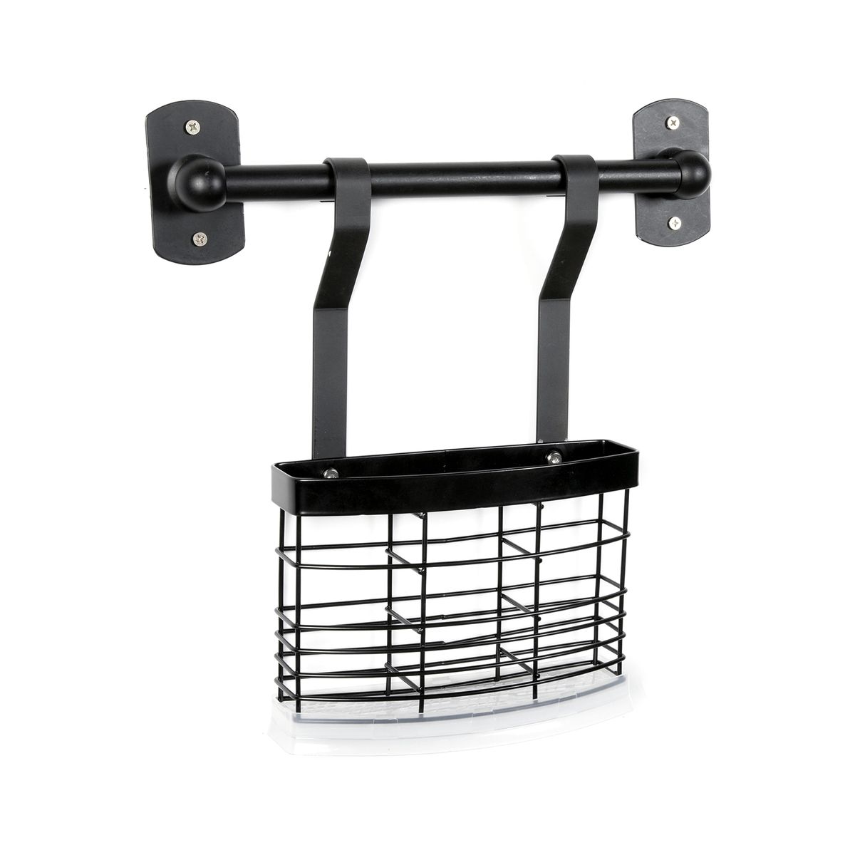 Black Paint Stainless Steel Kitchen Storage Rack Wall