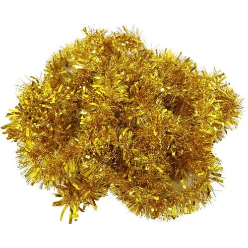 Gold Tinsel Garland For Decorations And Christmas Tree - 6 Pcs