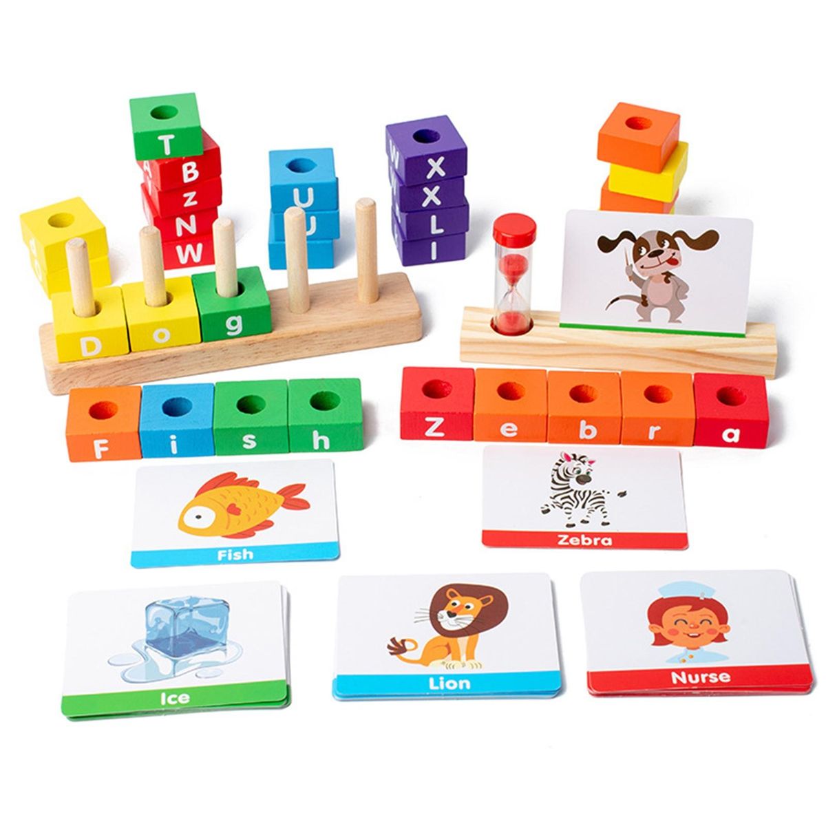 Educational Toys for Toddlers Smooth Wooden English Letter Blocks Fun