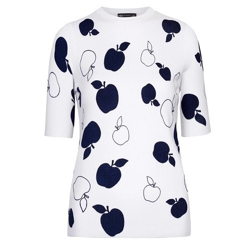 Apple Print Short Sleeve Knitted Top