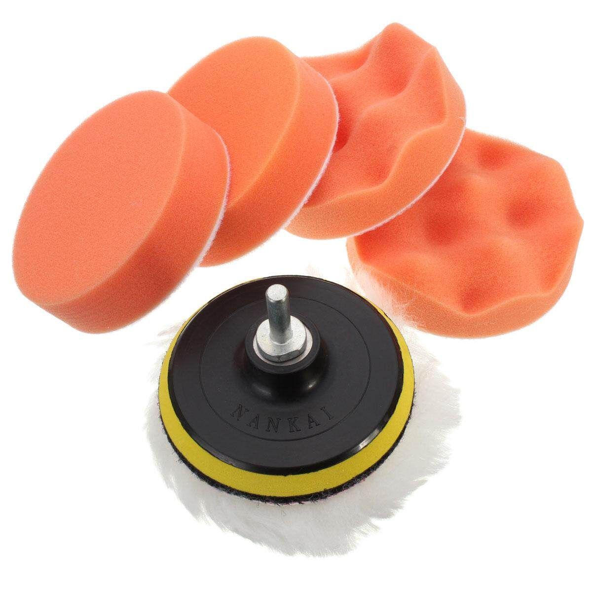 New M14 Thread Polishing &Buffing Pad Set For Car Polisher Size From 3'' To 7'' Orange 100mm