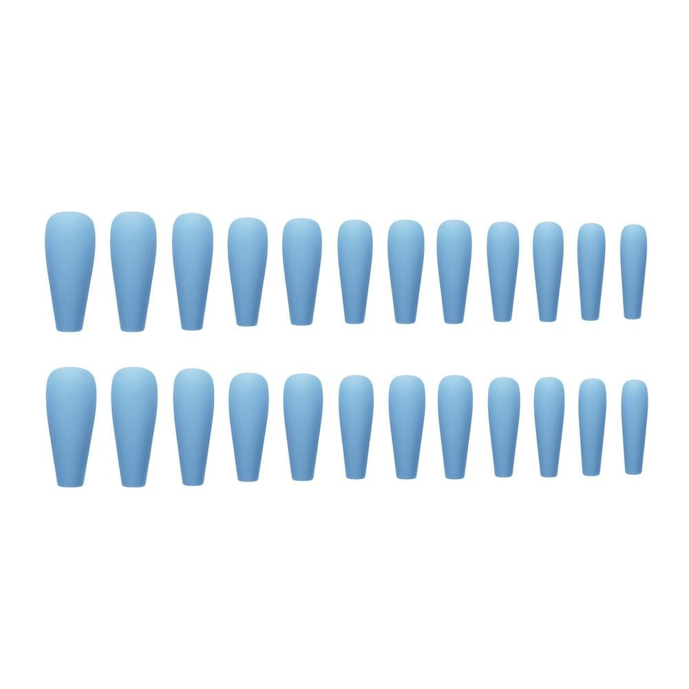 24pcs Blue False Nails Sweet Short Press On Nail Elegant