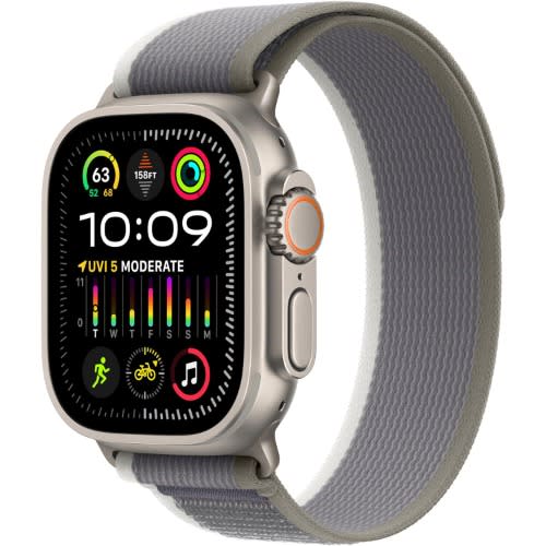 Apple Watch Ultra 2 Gps + Cellular, 49mm Titanium Case With Green/grey Trail Loop - M/l