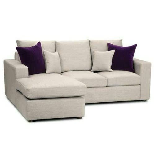 Pawafu 5 Seater L Shape Fabric Sofa With 4 Free Throw Pillows - off White
