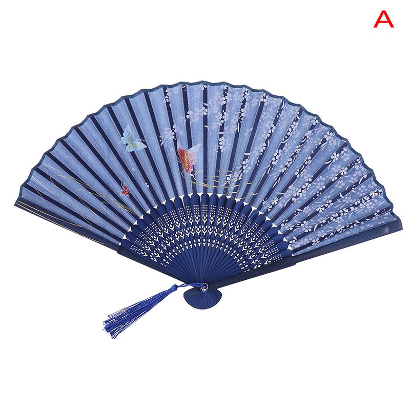Held Fans 1PC Home Silk Bamboo Fan Folding Chinese Painting Party Floral Retro Japanese Ornaments Decoration Hand Dance